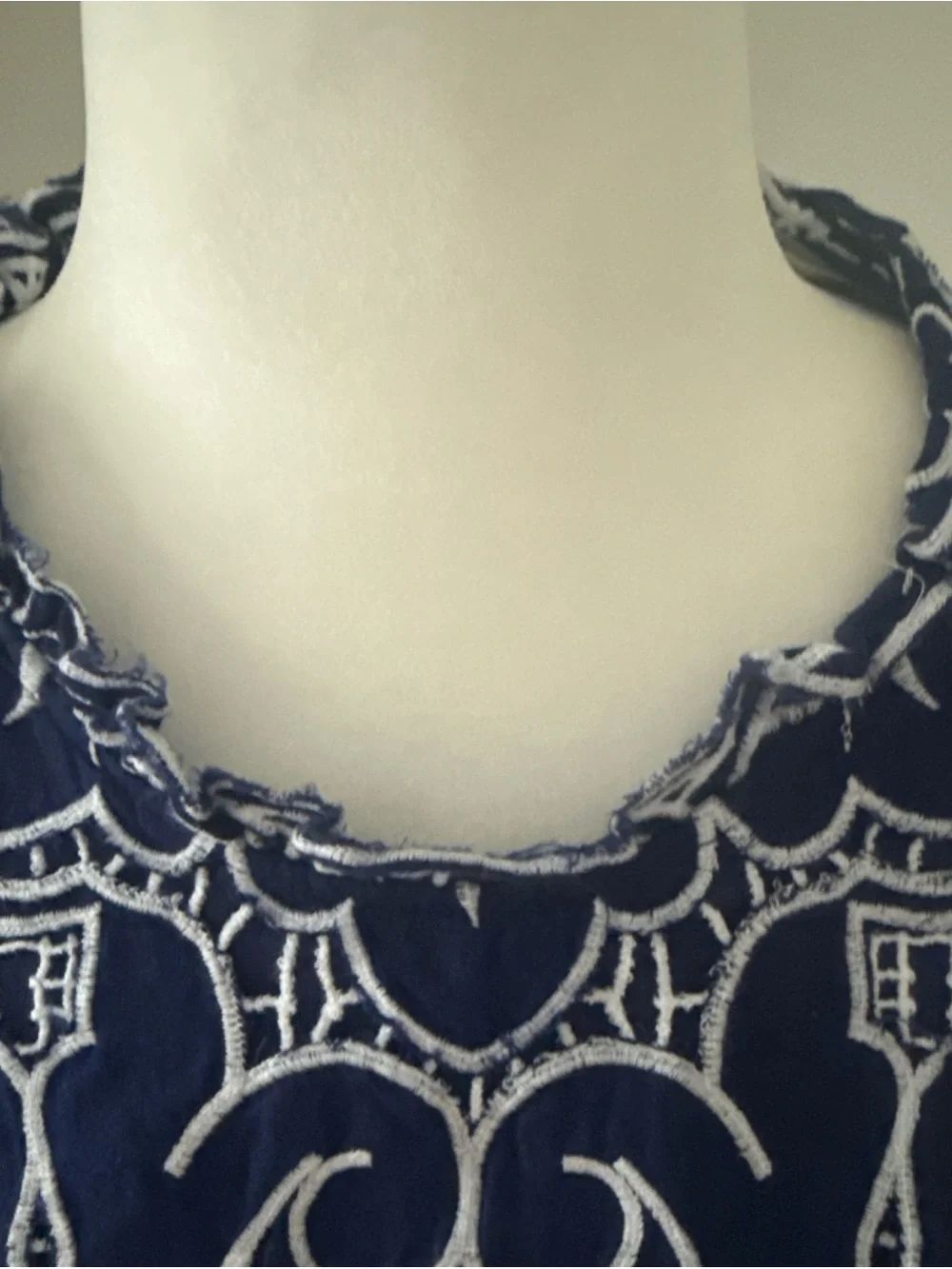 NWT Anthropologie Lace Cutout Blue Embroidered Blouse Sz L
